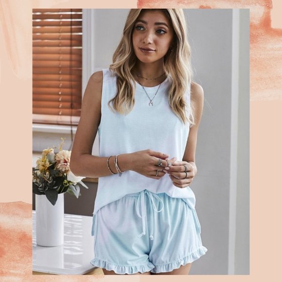 Taylor & Cambria Pants - 2 Piece Light Blue Soft Tank & Shorts Set
